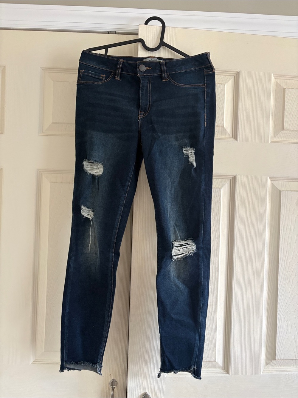 refuge Dark Blue Distressed Skinny Jeans